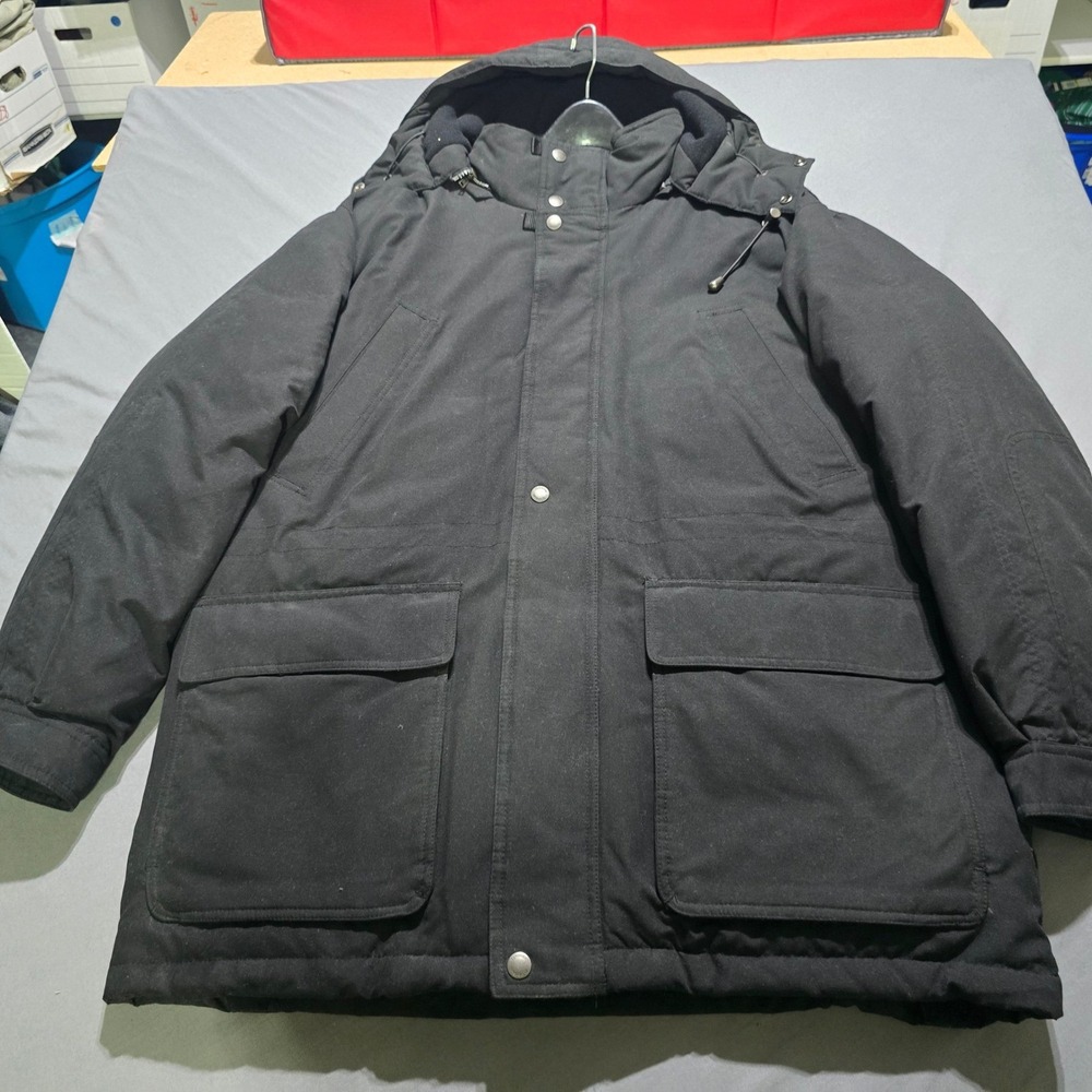 Claiborne Down Fill Parka Mens XL Black Detachable Hood Heavyweight Jacket